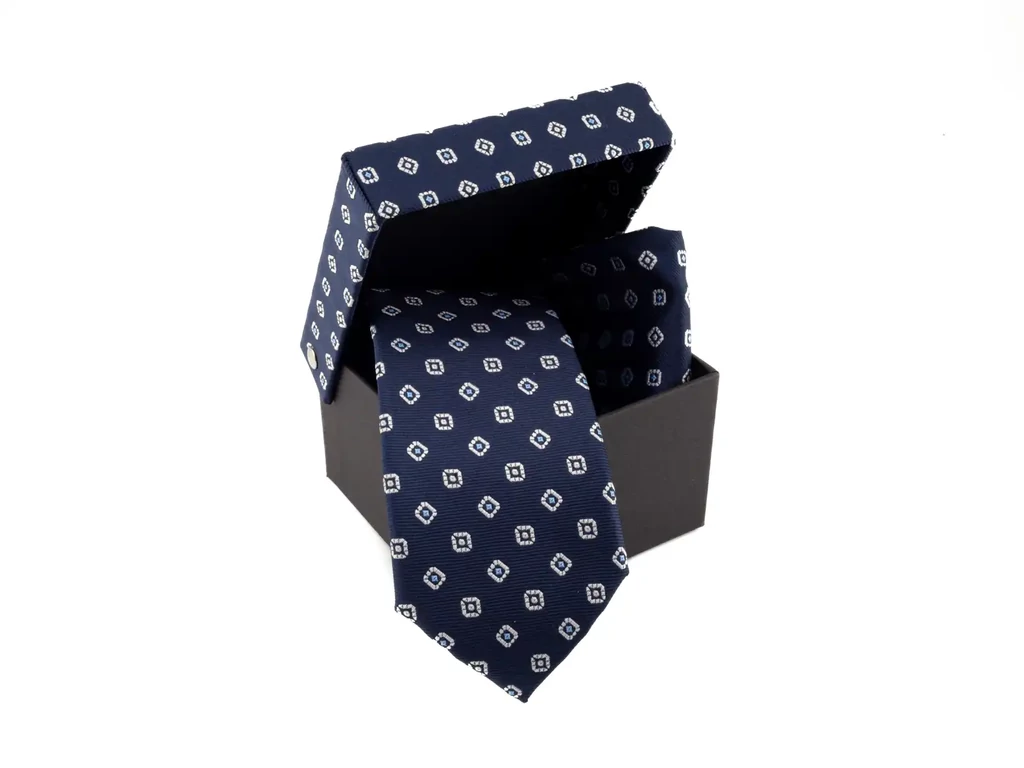 Apró mintás nyakkendő szett - kék