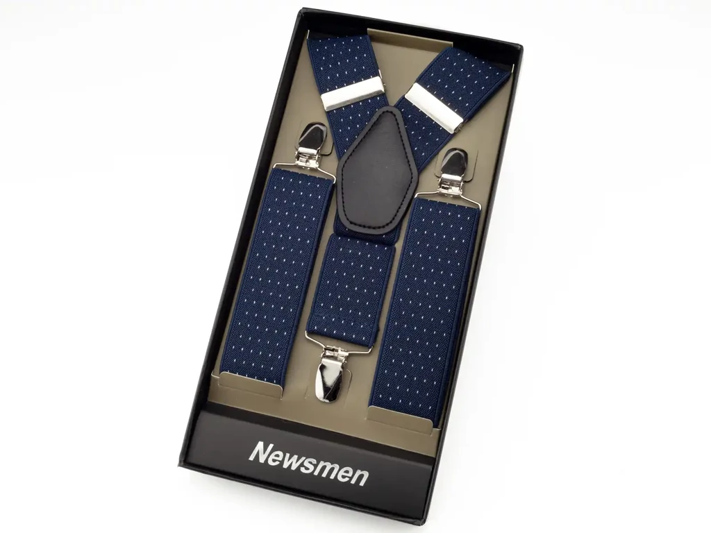 Mintás nadrágtartó díszdobozban - navykék