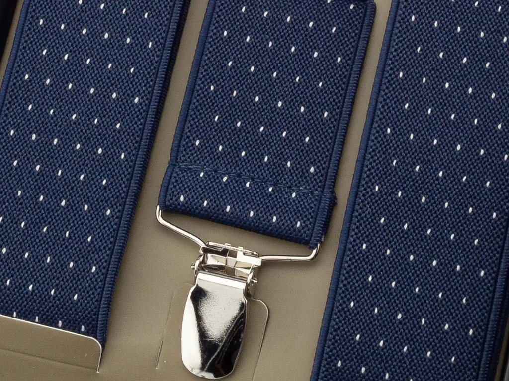 Mintás nadrágtartó díszdobozban - navykék