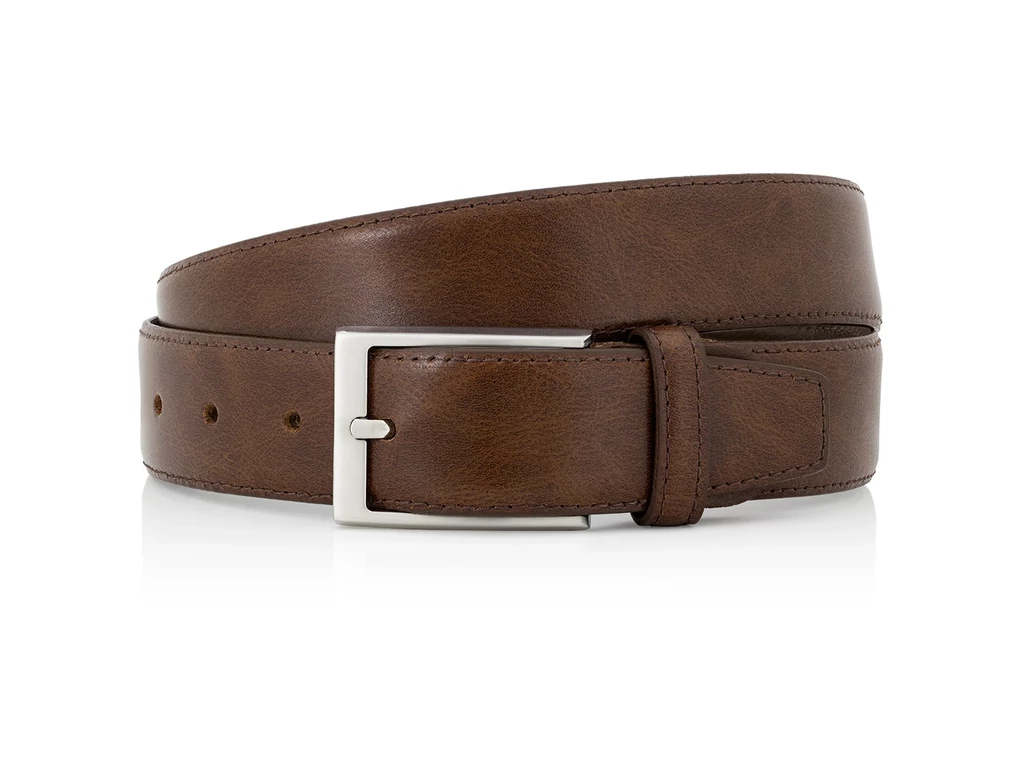 Márkás férfi bőr nadrágszíj - barna