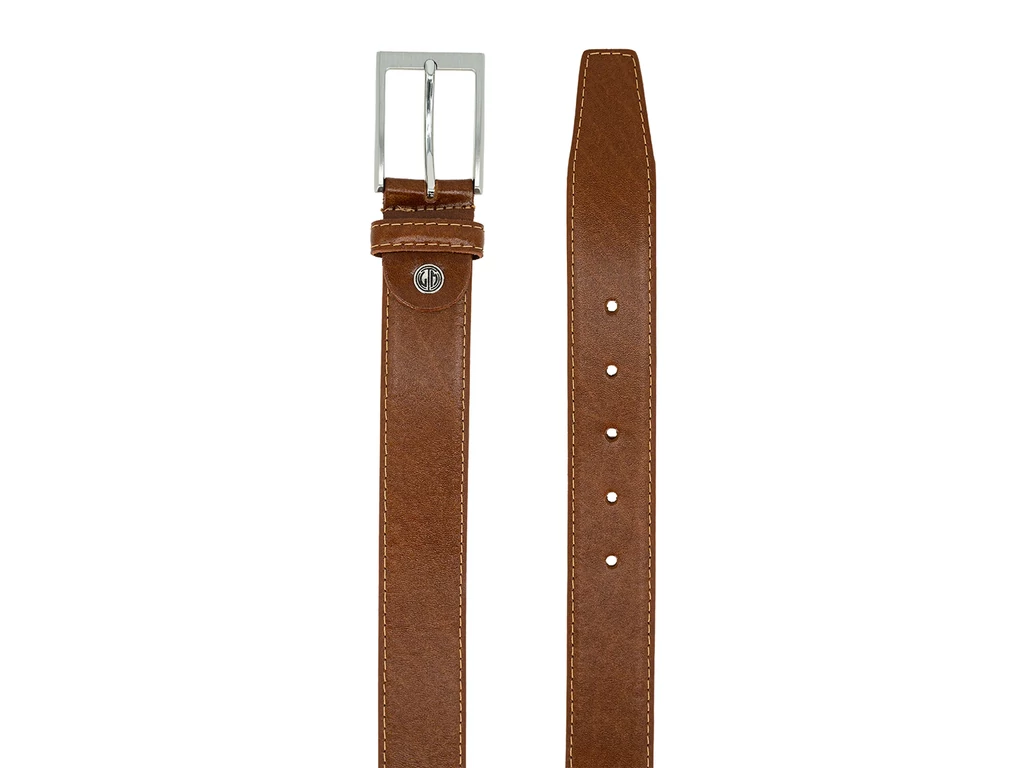 Márkás férfi bőr nadrágszíj - konyak