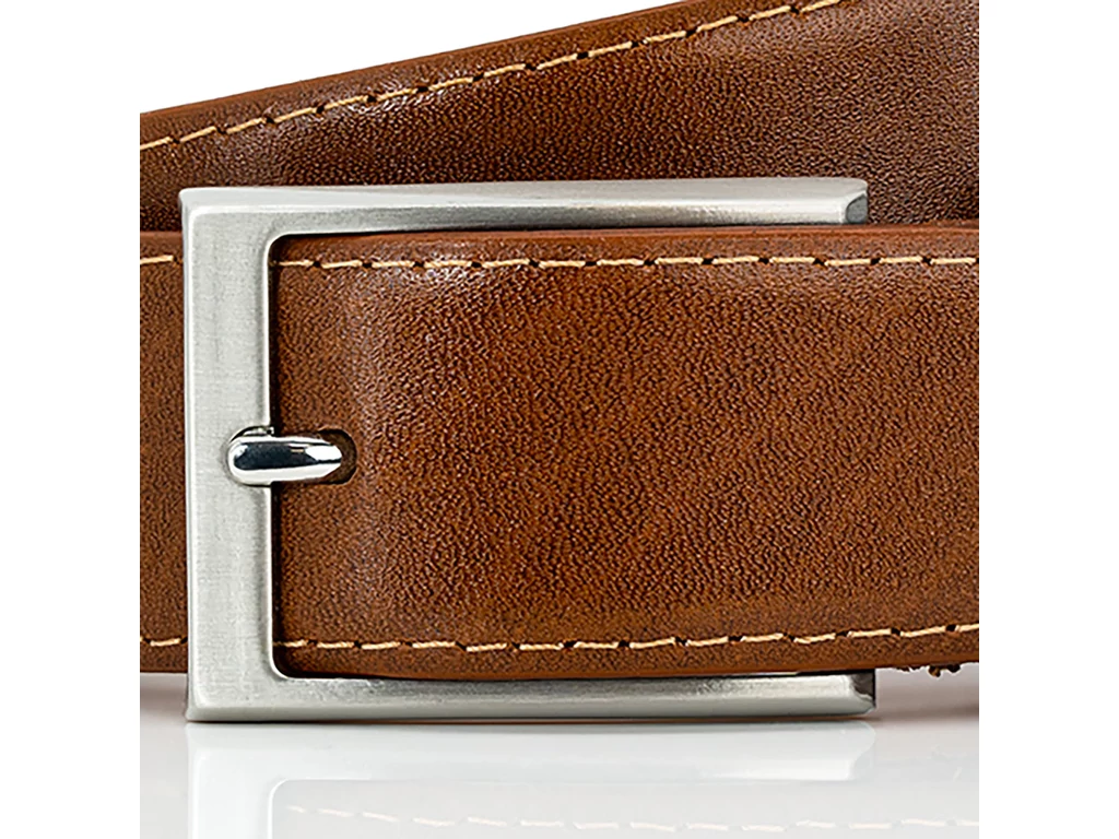 Márkás férfi bőr nadrágszíj - konyak