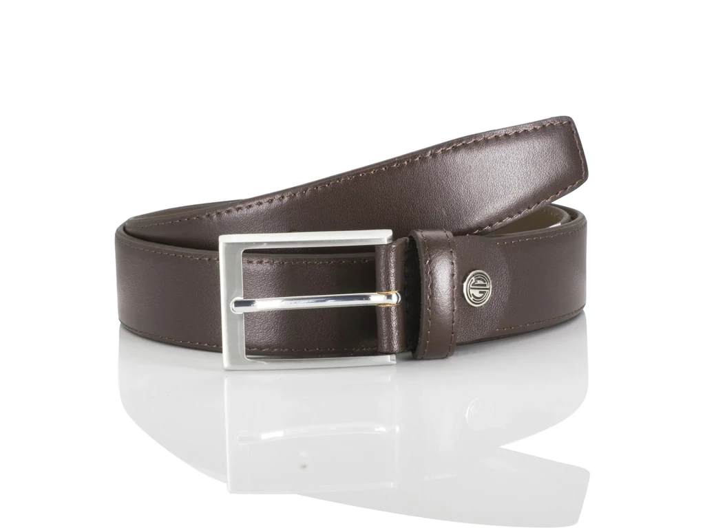 Márkás férfi bőr nadrágszíj - csokibarna