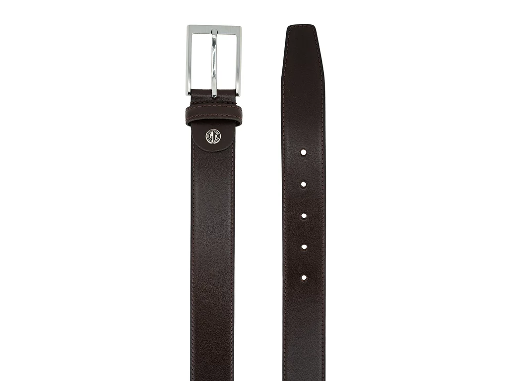 Márkás férfi bőr nadrágszíj - csokibarna