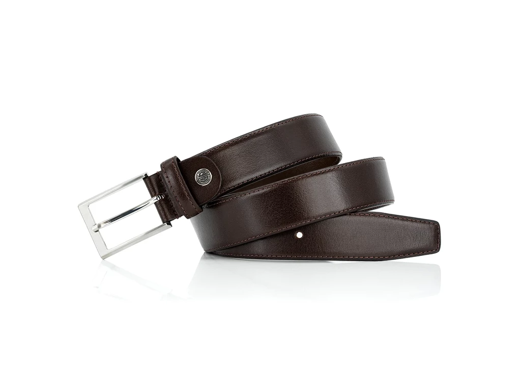 Márkás férfi bőr nadrágszíj - csokibarna