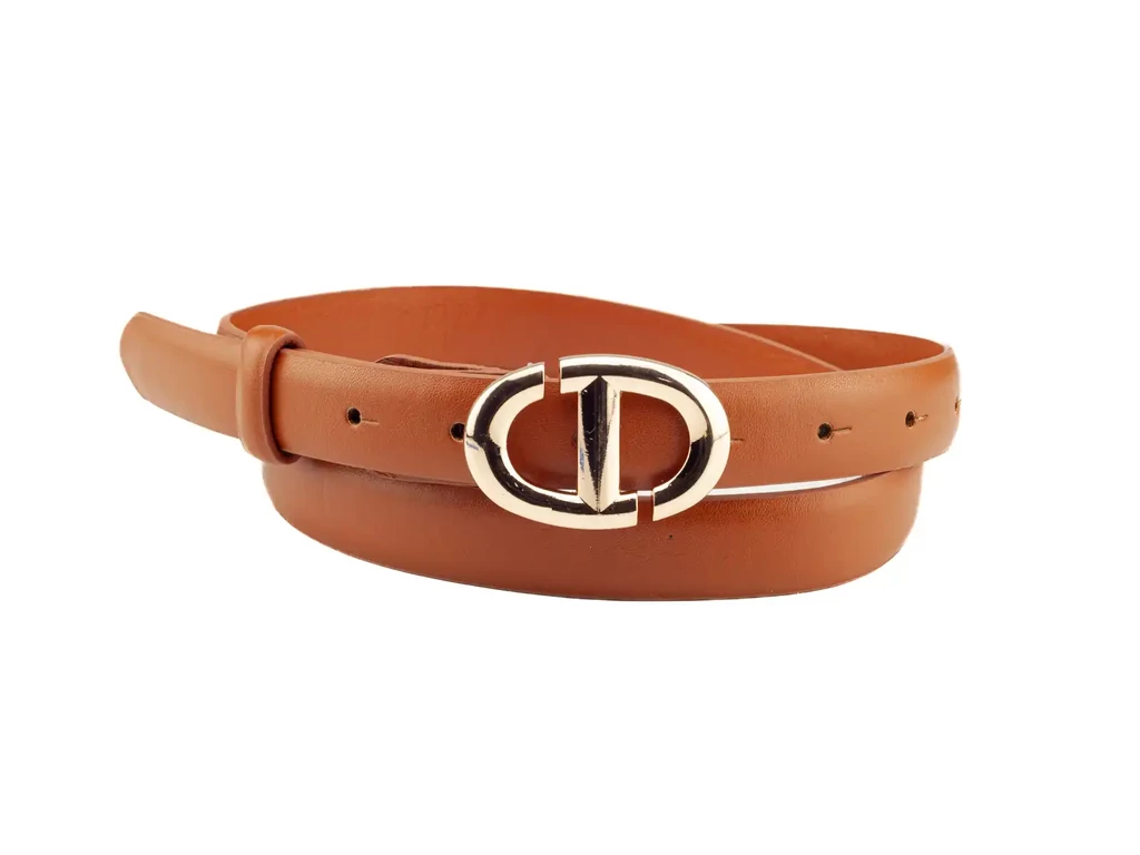 Női divatöv arany csattal - camel