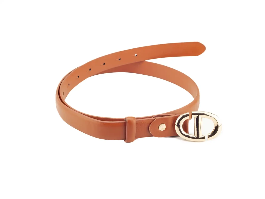 Női divatöv arany csattal - camel