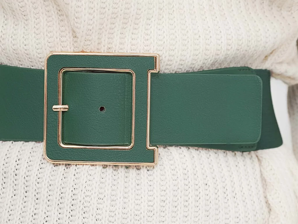 Divatos női gumis öv - méregzöld