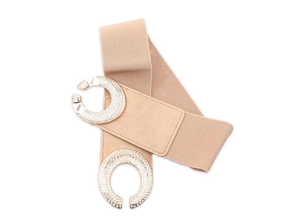 Köves sztreccs női öv - bézs