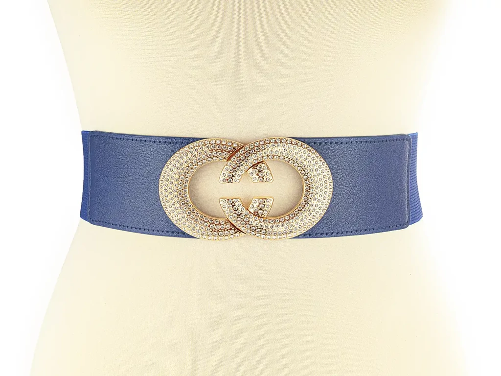 Köves sztreccs női öv - navykék