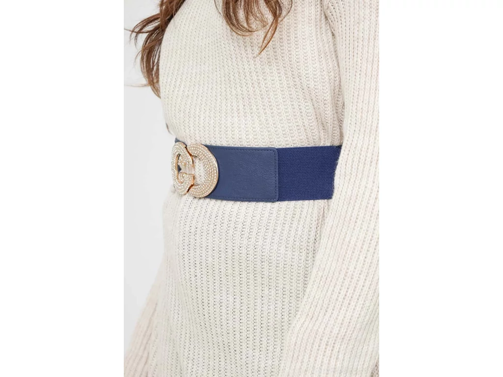 Köves sztreccs női öv - navykék