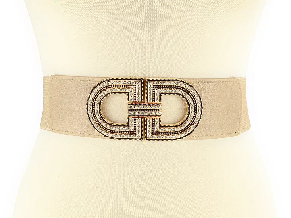 Stílusos strasszos öv ruhához - bézs