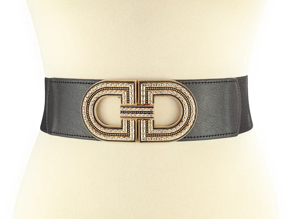 Stílusos strasszos öv ruhához - fekete