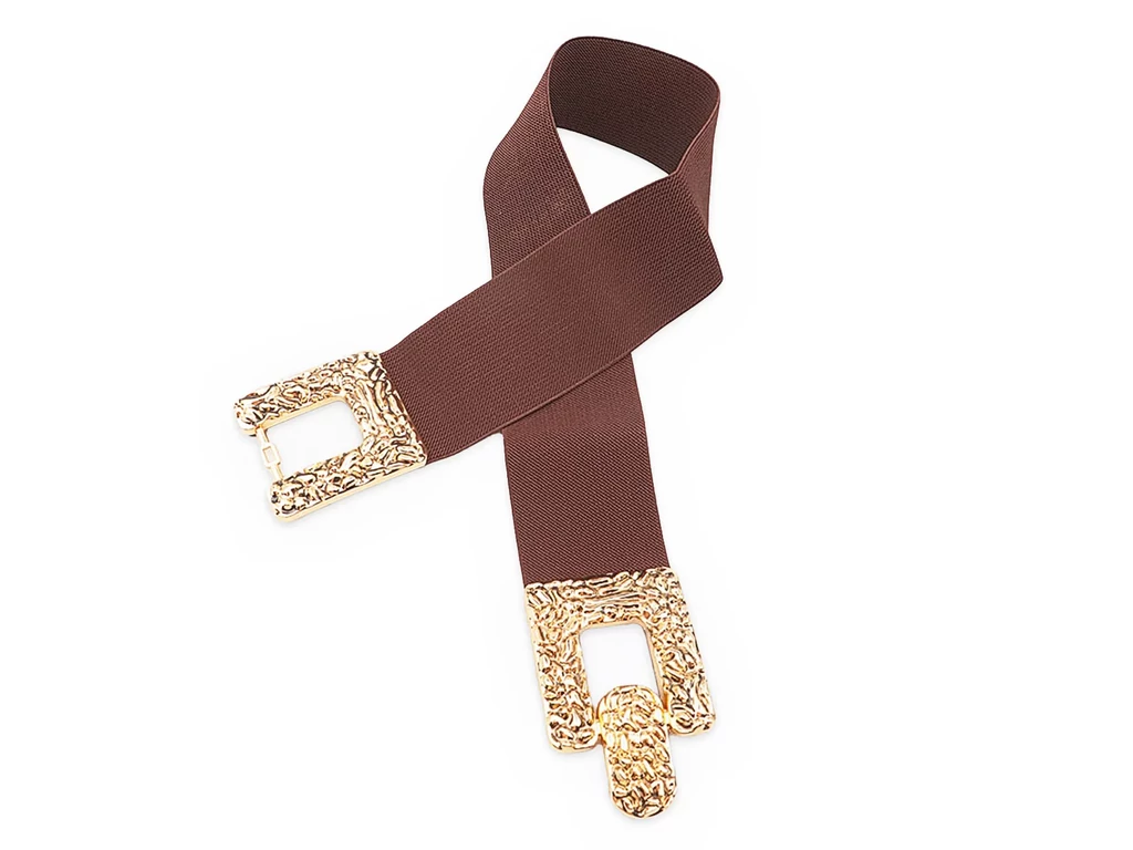 Divatos női öv arany csattal - csokibarna