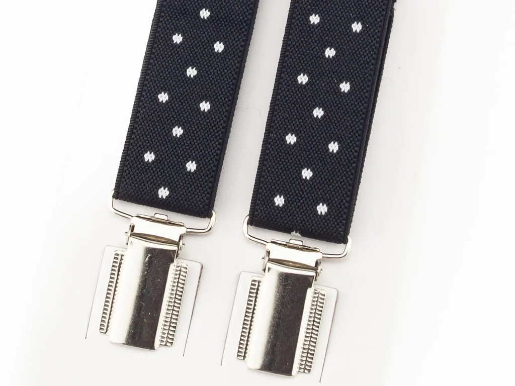 Keskeny hózentróger - pöttyös mintás fekete