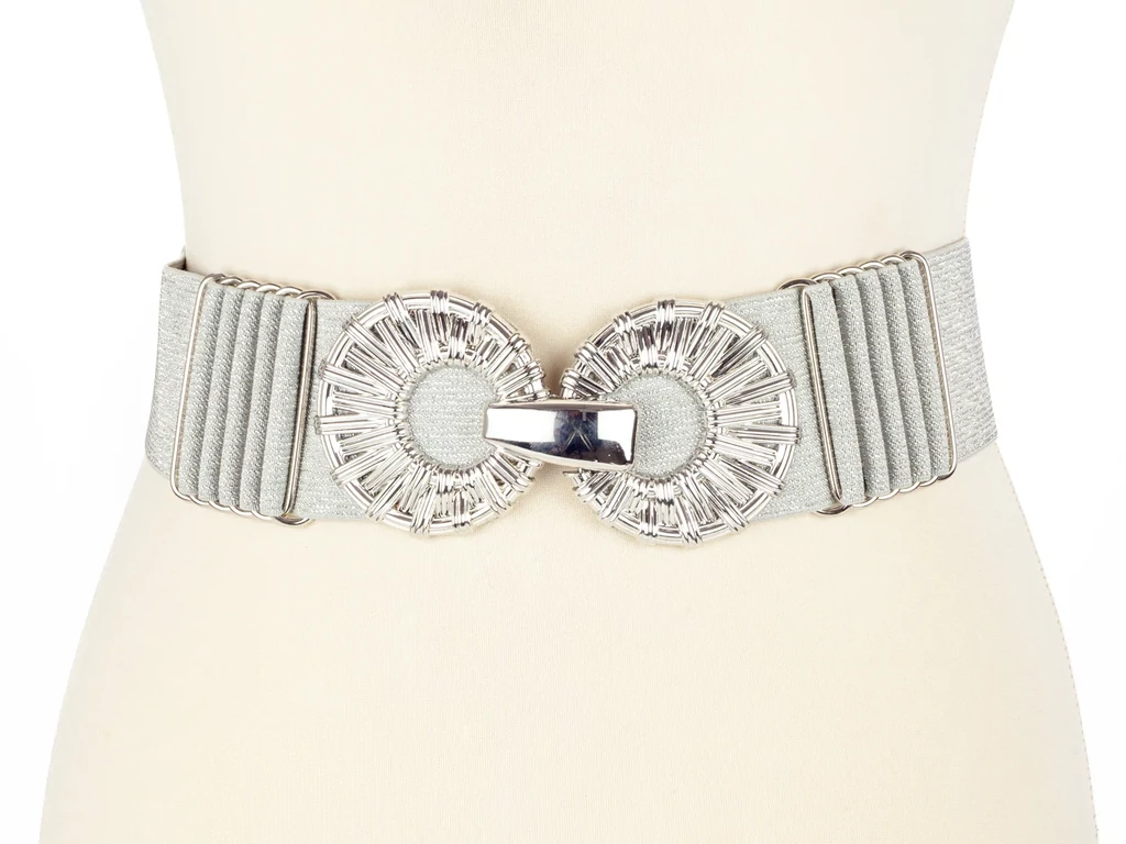 Széles gumis öv - csillogó ezüst