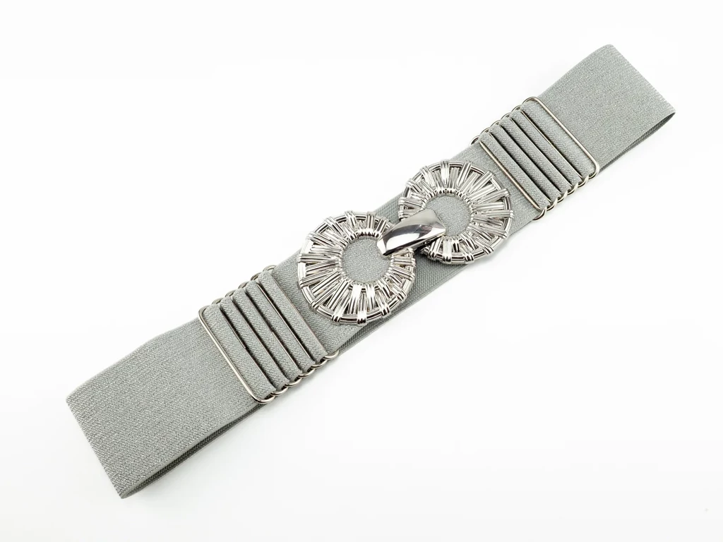 Széles gumis öv - csillogó ezüst