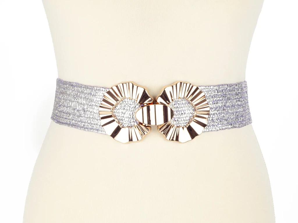 Széles gumis öv - ezüst - lila