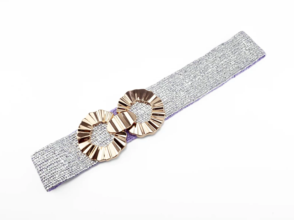 Széles gumis öv - ezüst - lila