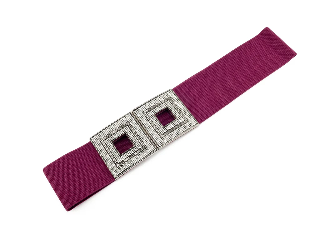 Strasszos női gumis öv - bordó