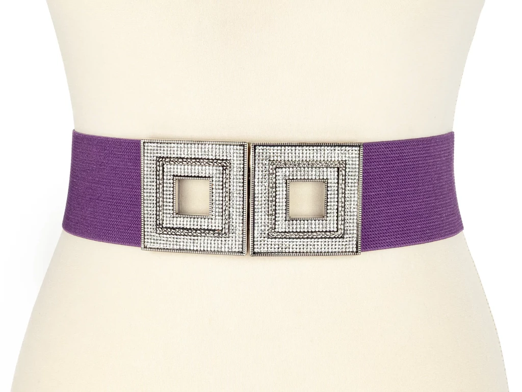 Strasszos női gumis öv - lila