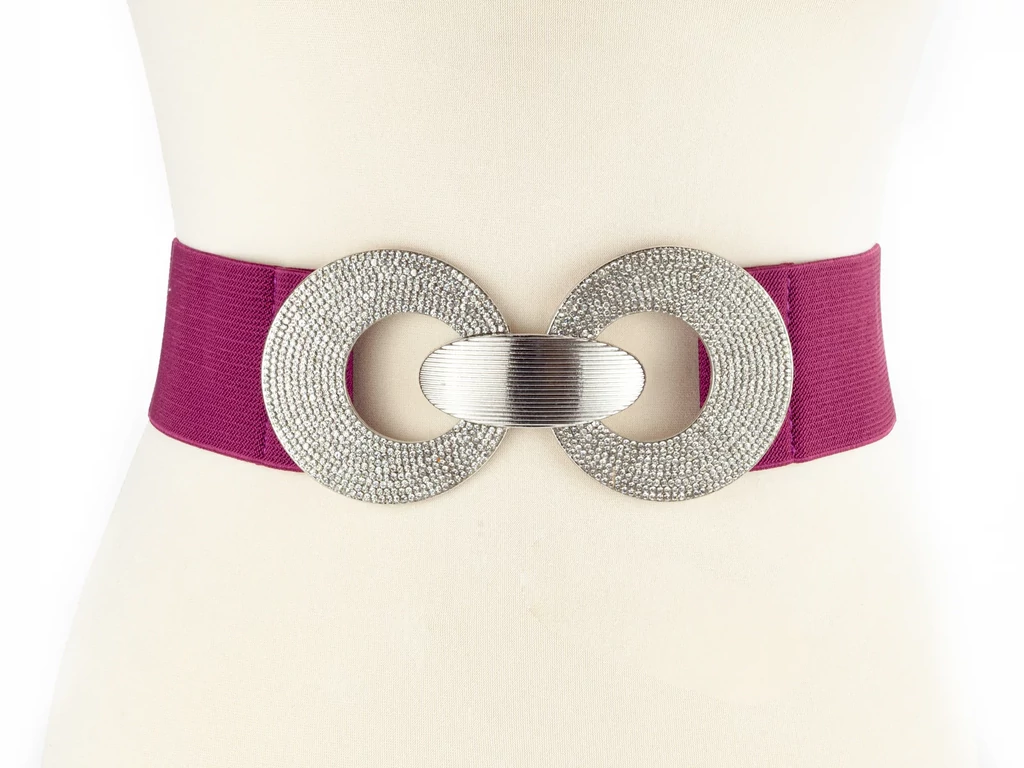 Strasszos vastag gumis öv - bordó