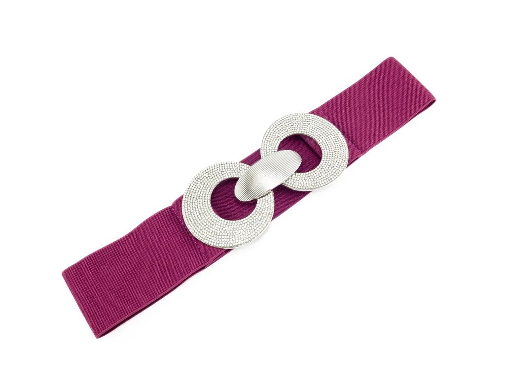 Strasszos vastag gumis öv - bordó