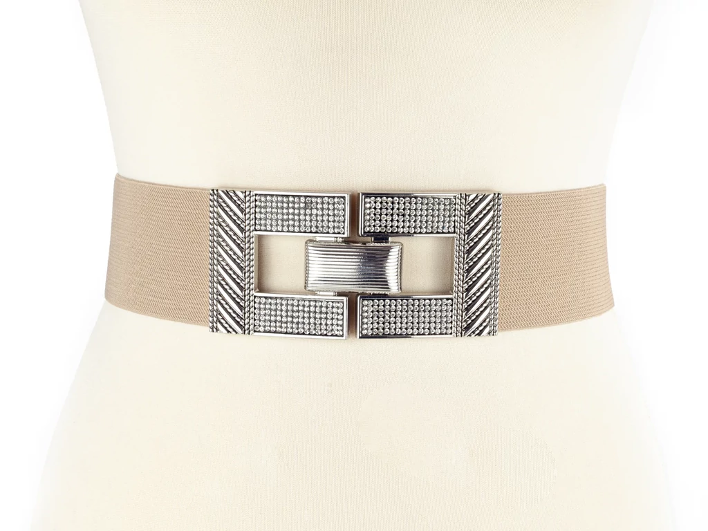 Strasszos vastag öv - beige