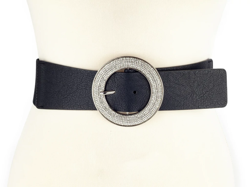 Strasszos széles öv - fekete