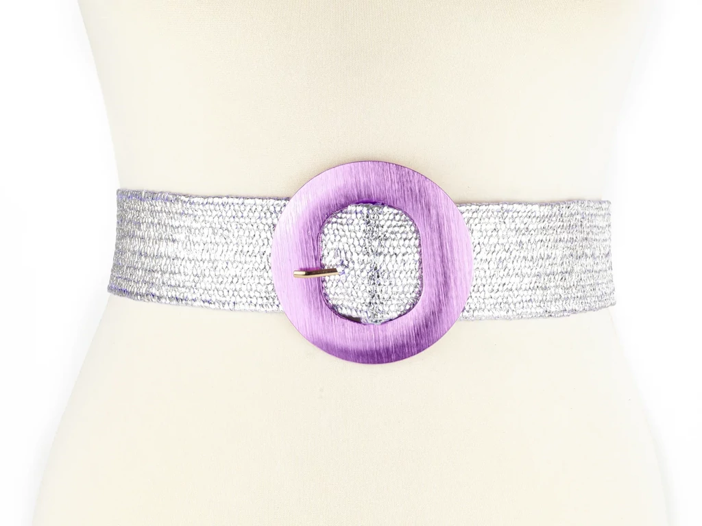 Női gumis divatöv - ezüst lila
