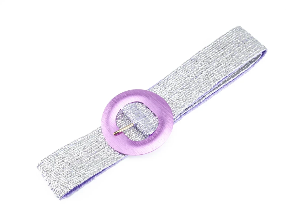 Női gumis divatöv - ezüst lila