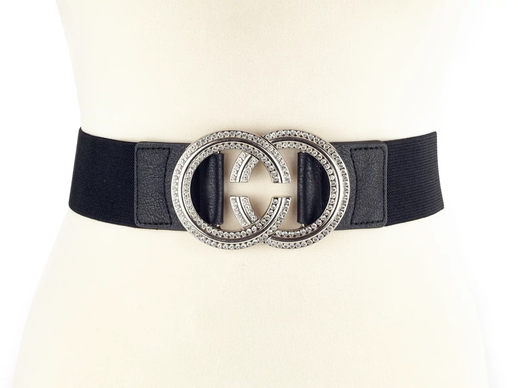 Strasszos gumis öv - fekete