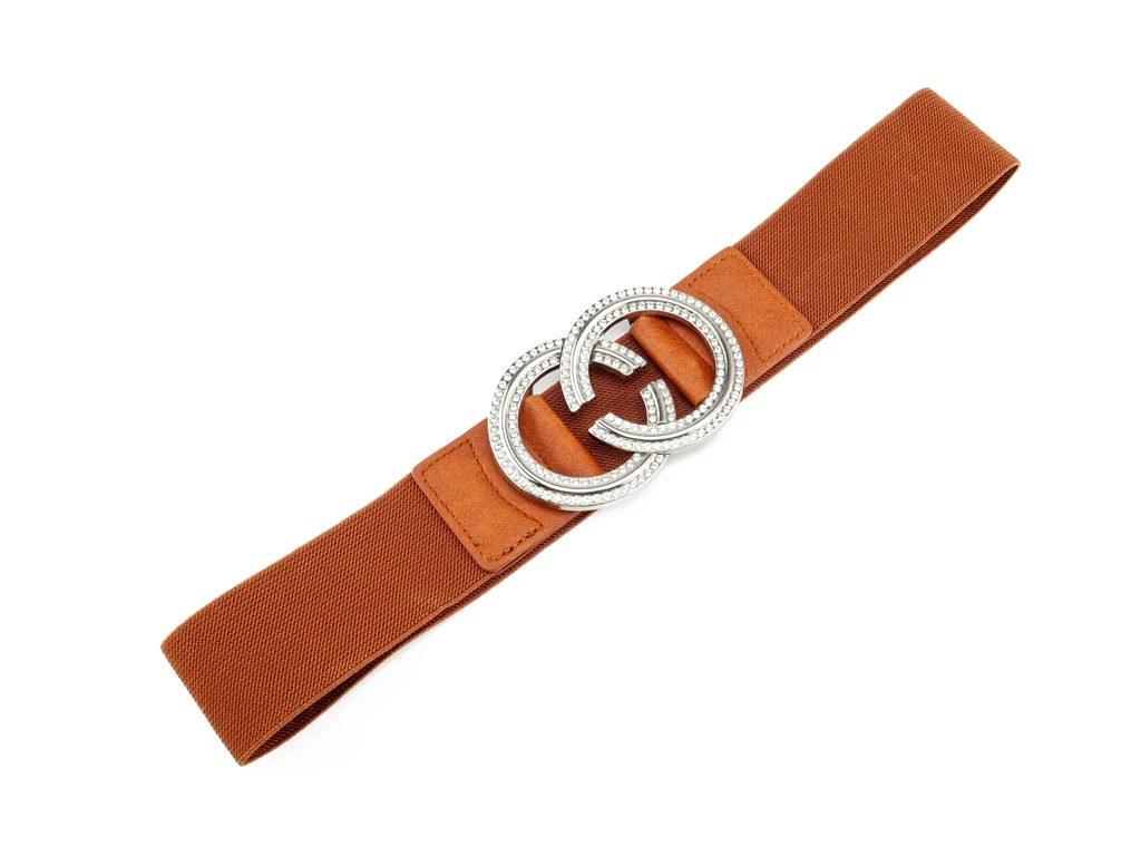 Strasszos gumis öv - barna