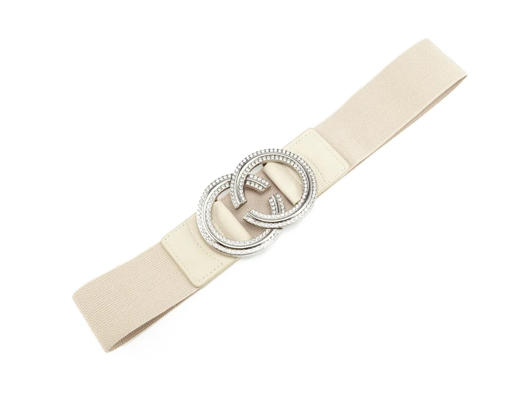 Strasszos gumis öv - ekrü