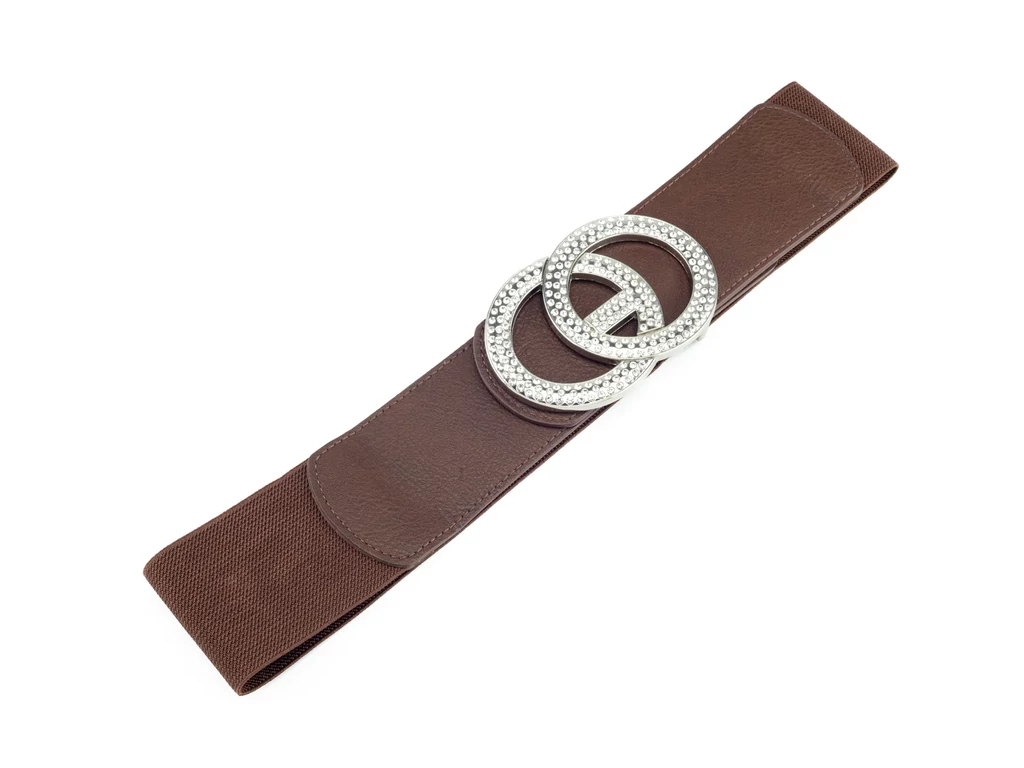 Strasszos gumis öv - barna