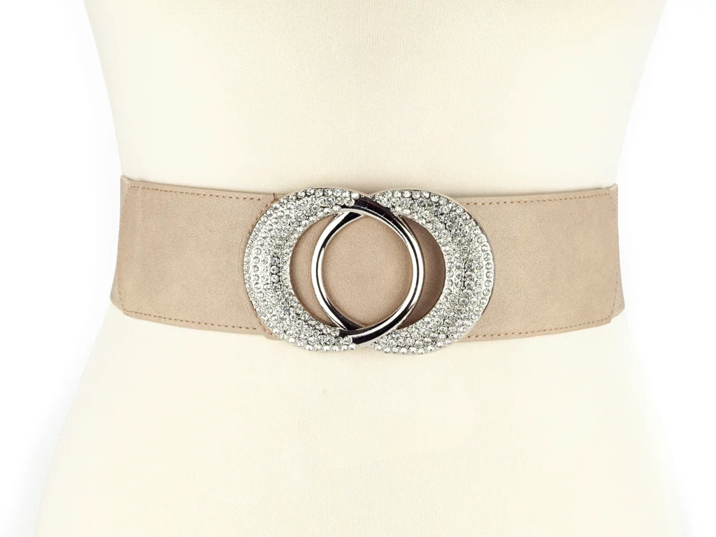 Strasszos sztreccs öv - beige