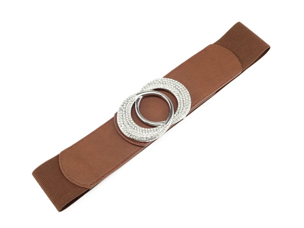 Strasszos sztreccs öv - barna