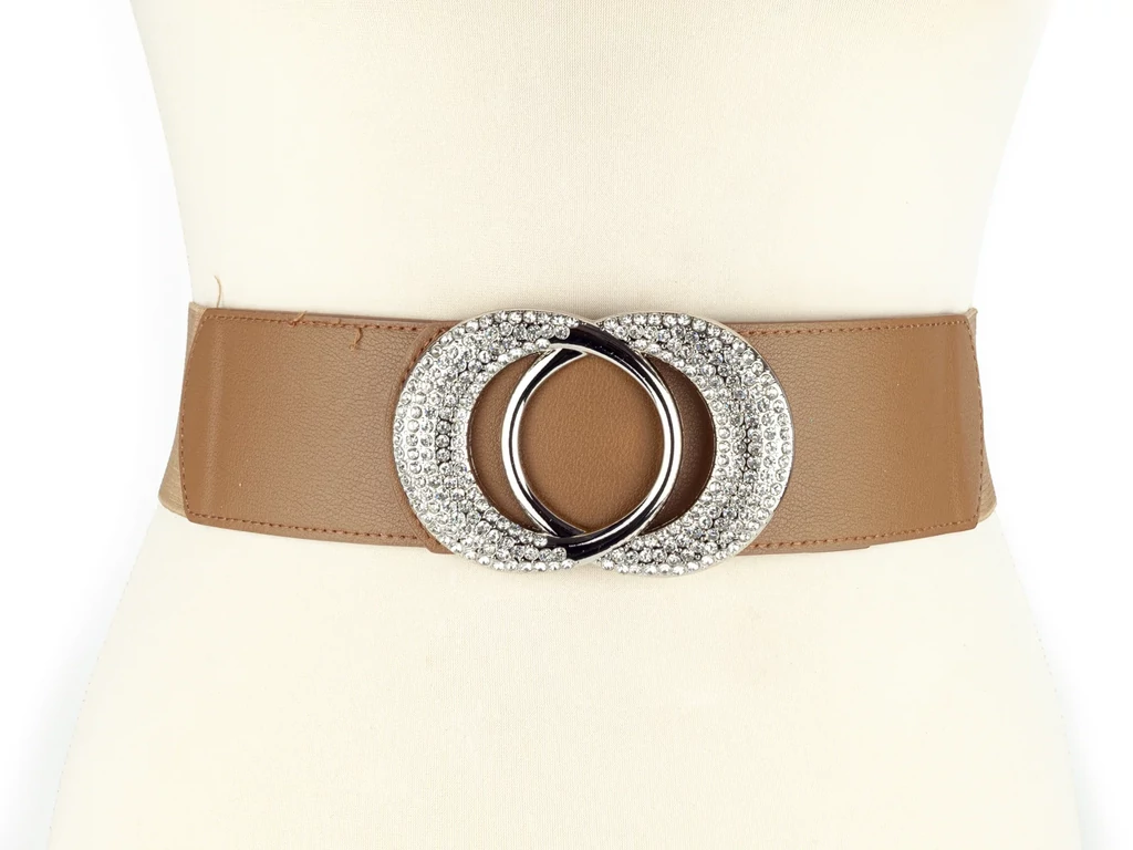 Strasszos sztreccs öv - cappuccino