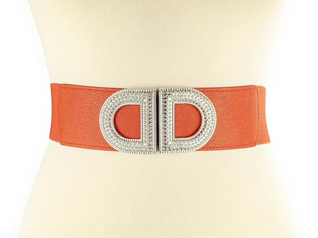 Strasszos gumis öv - téglapiros