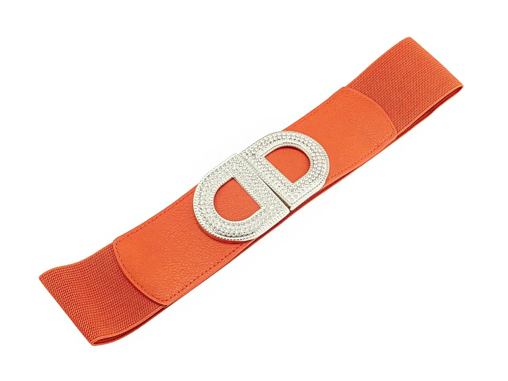 Strasszos gumis öv - téglapiros