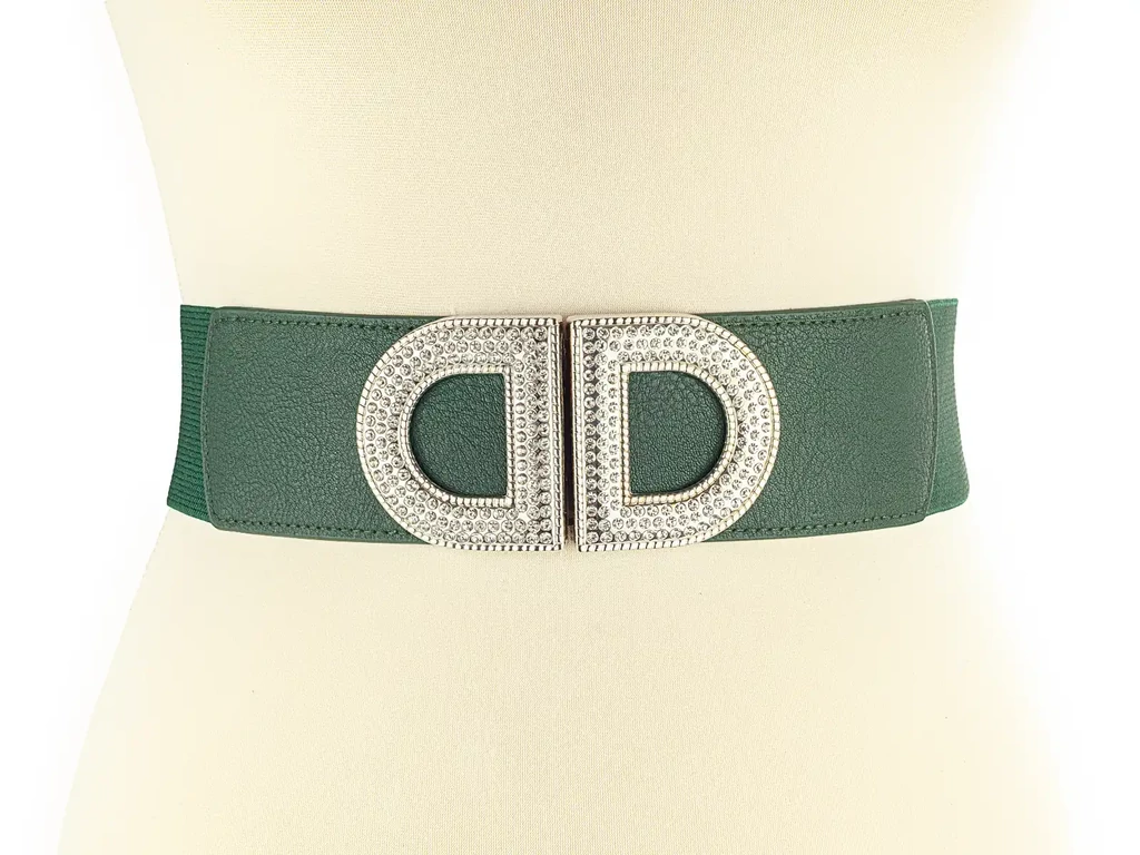 Strasszos gumis öv - bársonyzöld