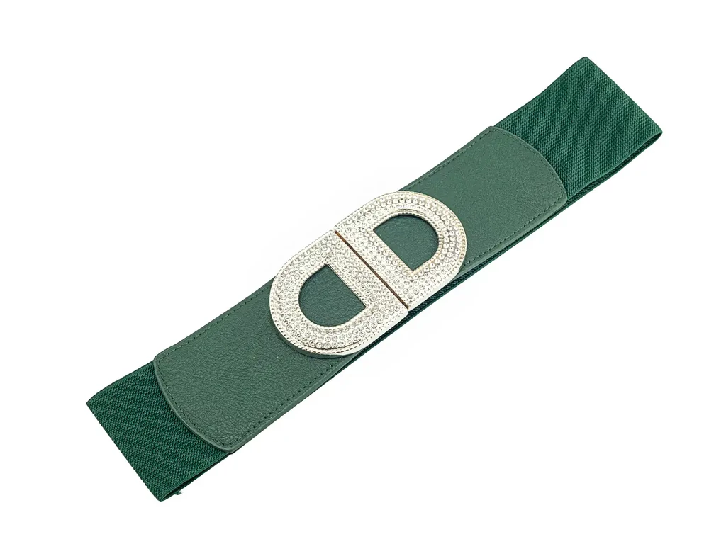 Strasszos gumis öv - bársonyzöld