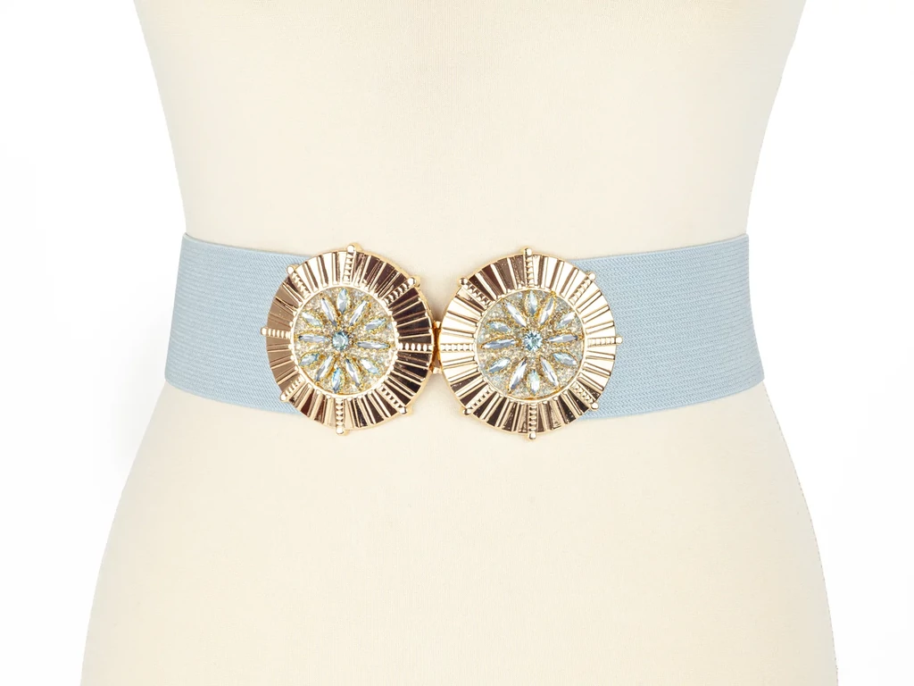 Strasszos gumírozott öv - világoskék