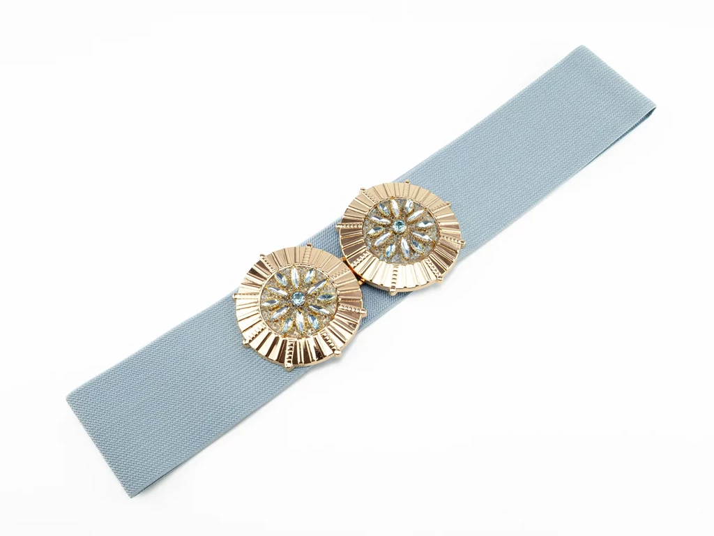 Strasszos gumírozott öv - világoskék