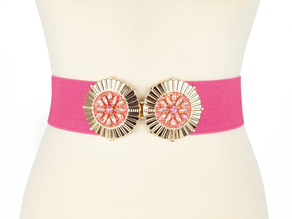 Strasszos gumírozott öv - rózsaszín