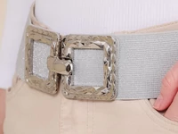 Kép 3/4 - Alkalmi gumis női öv - ezüst