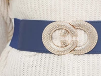 Kép 4/5 - Köves sztreccs női öv - navykék