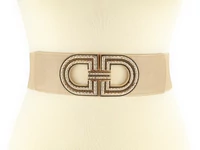 Kép 2/3 - Stílusos strasszos öv ruhához - bézs