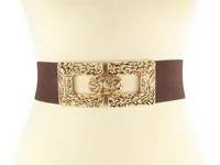 Kép 2/3 - Divatos női öv arany csattal - csokibarna