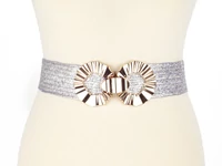 Kép 2/2 - Széles gumis öv - ezüst - lila